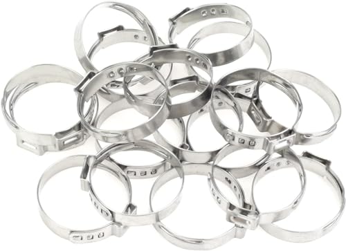 50Pcs 26.4mm-29.6mm （1inch）Single Ear Hose Clamp Hose Crimp Clamps Ear Crimp Rings Ear Stepless Hose Clamp Pinch Clamps for Hose Pipe Clamp Tools (1inch) - size: 1inch