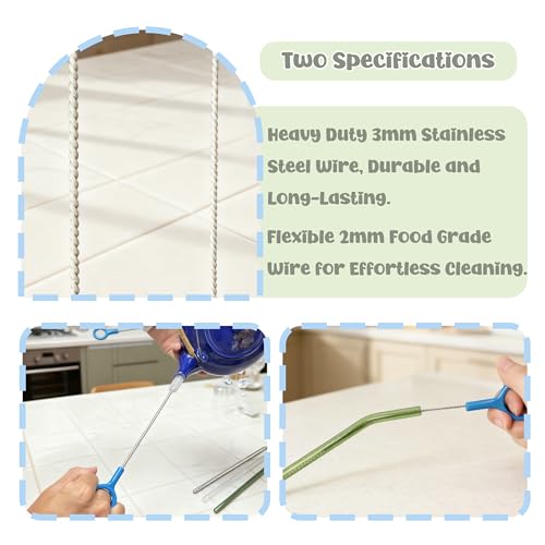 Straw Cleaner Brush,Extra Long Straw Cleaning Brushes with Nylon Bristles,Straw Brush Cleaner for Reusable Straws, Baby Bottles, Tumblers, Sippy Cups and Narrow Tube.