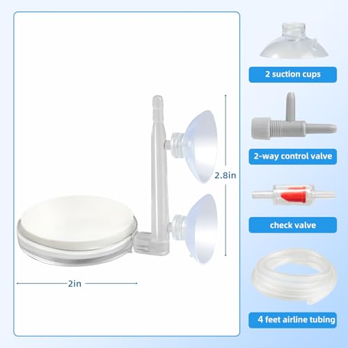 AQUANEAT Aquarium Air Stone Disc, 2 Inch Nano Bubble Stone Kit Quiet Dissolved Oxygen Diffuser with Accessories tubing and valves for Small Fish Tank