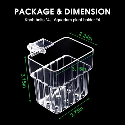 4PCS Clear Acrylic Aquarium Plant Holder Hanging Cups for Aquatic Plants Fish Tank