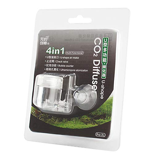 CO2 Diffuser 4- in-1 Function, Ultramicropore Atomization U-Shape Air Intake Bubble Counter Check Valve