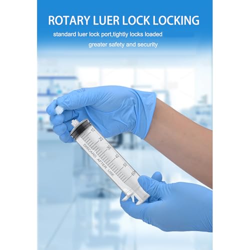 Luer Lock Syringe 60ml - Sterile Disposable Syringes without Needles (10 Pack), Individual Sealed Packaging - size: 60ml