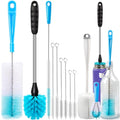 Holikme Bottle Brush Tube Cleaning Lab Set with Long Handle, Cup Cleaner for Washing Narrow Neck Beer Wine Decanter Pipes Lids Sinks Cap Covers, White - color: White