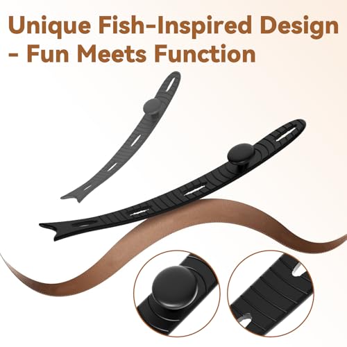 24-Pack Reusable Fish-Shape Silicone Cable Ties – 8 Colors, 4.7” Adjustable Cord Organizers for Cords & Electronics, Cord Wraps for Charging Cables, Cable Management for Home & Office - color: Fish – (Non-magnetic)