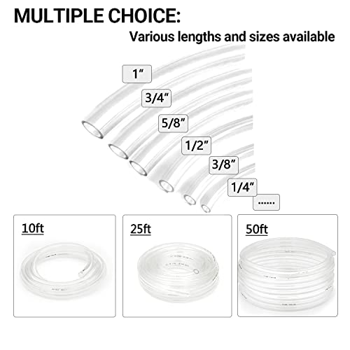 3/8’’ ID × 1/2’’ OD - 100 ft Clear Plastic Vinyl Tubing, Flexible PVC Hose Lightweight BPA Free and Non-Toxic vinyl Tube for Transfer Water Air Oil - size: 3/8’‘, style: 100 feet