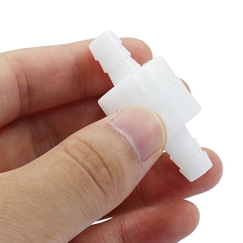 5/16" One Way Inline Check Valve 2 Pcs, Non Return Ozone Resistance PVDF Plastic One-Way Fuel Oil Water Gas Pump Air Check Valve - size: 5/16 Inch