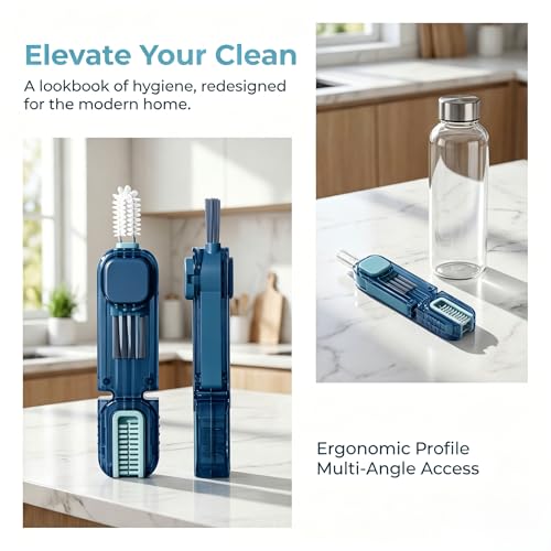VIDONIO 4 in 1 Cup Lid Gap Cleaning Brush, Multifunctional Insulation Bottle Cleaning Tools, Mutipurpose Tiny Silicone Cup Holder Cleaner, Home Kitchen Cleaning Tools - style: 1Pc Navy Blue