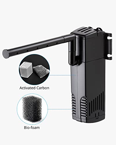 NICREW Aquarium Internal Filter, Submersible Power Filter with Multiple Function, Aeration System with Sponge Filter for Fish Tanks 20-40 Gallon, 185 GPH, 10W - size: Magi 700: 20 - 40 gal