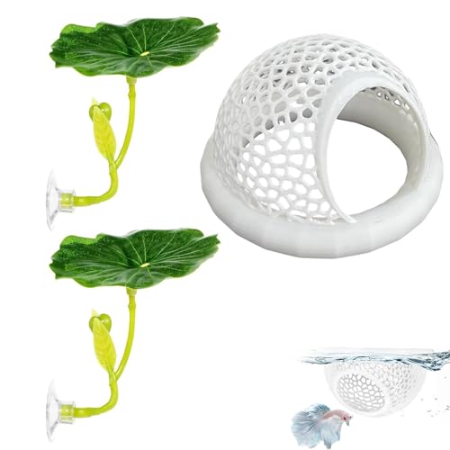 3 Pcs Betta Hammock Set, Betta Fish Hammock, White Betta Fish Tank Accessories with Lotus Leaf Accessories, Fish Hideout for Aquarium Resting Spots for Shrimp