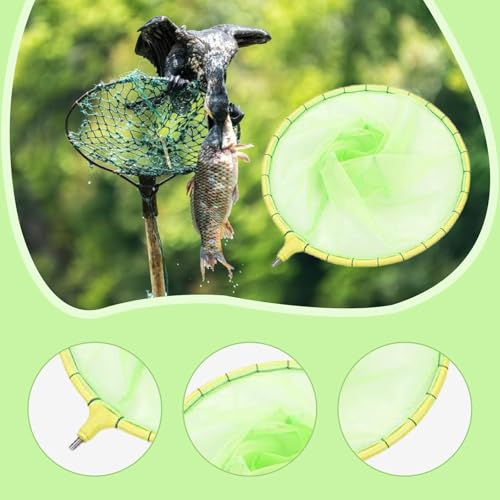 kowaku Fishing Net Mesh Outdoor Soft Catching Hiking Easy Storage Removable Fast Boat Folding Freshwater Fishing Landing Net - color: Green L