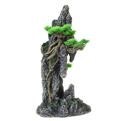 Tall Mountain View Stone Aquarium Ornament, Artificial Resin Rock Fish Tank Decoration for Aquarium Landscape, Supplies