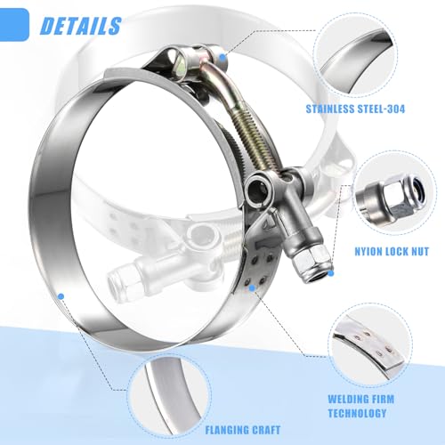 16Pack 1.5" T Bolt Hose Clamps - 304 Stainless Steel Turbo Intake Clamp for Turbo Tubes, Intercooler Pipes, Heavy Duty Radiator Hose Clamps Adjustable Range 46mm-52mm for 1.5" Hose ID， - size: 1.80 - 2.04 inches, style: 16pcs t bolt hose clamp