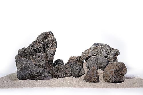 Black Icelandic Lava Stone Natural Rocks (18lbs, 3~11 inches,11pcs) for Aquariums, Paludariums, Terrariums, Caves and Rocky Peaks, Mountainous Desert Landscapes - size: 13 Black Icelandic Lava Stone(3-9 inches,18lbs)
