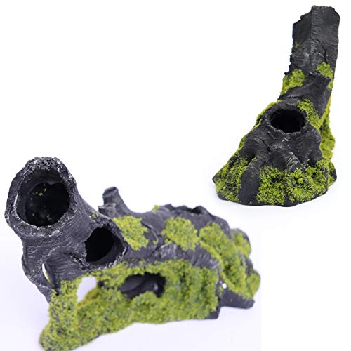 Aquarium Artificial Tree Hole Resin Aquarium Ornament, Resin Tree Stump Branch for Reptile Habitat Decoration, Tree Trunk Fish Tank Decoration Aquarium Hideaway Rock Cave House Hide Hut