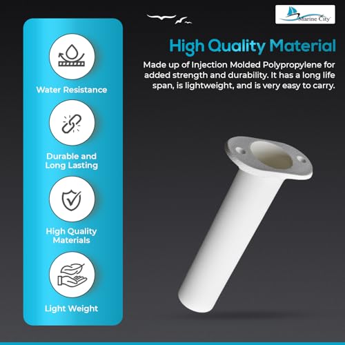 MARINE CITY Flush Mount Fishing Rod Holder, 90 Degree ABS Plastic, for Boats, Kayaks, Yachts - color: White, style: 2 Pcs
