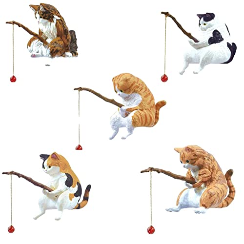 Miniature Fishing Aquarium Decor, Small Animal Figurine Set, Statue, Fish Tank Decoration for Freshwater Saltwater Tanks - color: 5 Piece Set