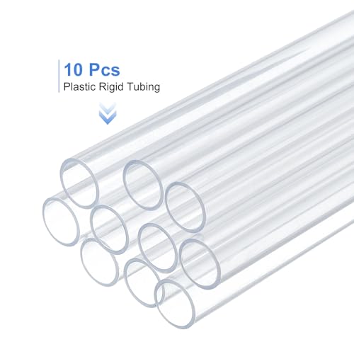 uxcell 10 Pcs Clear Plastic Rigid Tubing 10mm ID x 12mm OD, 0.5 Meters Length Round Polycarbonate Tubing for Aquarium Water Pipe, Water Cooling System, Plumbing - size: 10mm x 12mm