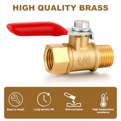 1/4 Inch Valve Npt Air Compressor Brass Heavy Duty Valve Male and Female Shut off Switch 1/4 NPT Thread Pipe Fitting (Male x Female 3PCS) - color: Male x Female 3PCS