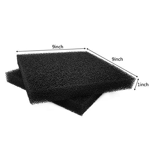 Hipanda Filter Foam Sponges, Bio Sponge Filter Media Pad, Cut-to-Size Foam for Aquarium Fish Tank (9" x 9" x 1",2pcs) - size: 9" x 9" x 1" (2pcs)
