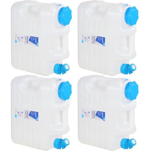 REDCAMP 5 Gallon/18.5L Portable Water Container with Spigot - Camping & Emergency Water Storage for Car, Hiking, Hurricane Supplies, 4 Pack - color: White, size: 5Gal/600 Ounces, 4 Pack