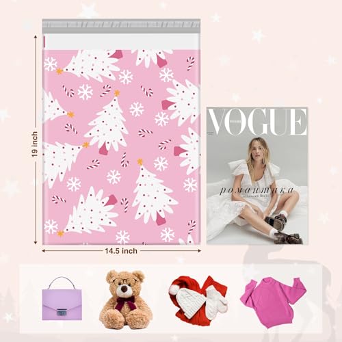 Metronic Christmas Poly Mailers 14.5x19" 500 Pack Shipping Bags for Clothes,Self Adhesive Shipping Envelopes for Small Business,Waterproof Mailers Poly Bags for Shipping,Packaging Mailing Bags Pink - color: Christmas Tree, size: 14.5x19 500pc（A Box）
