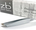 Zizzili Basics Mini Slant Tweezers - Best Tweezers for Eyebrow and Facial Hair Removal - color: Silver