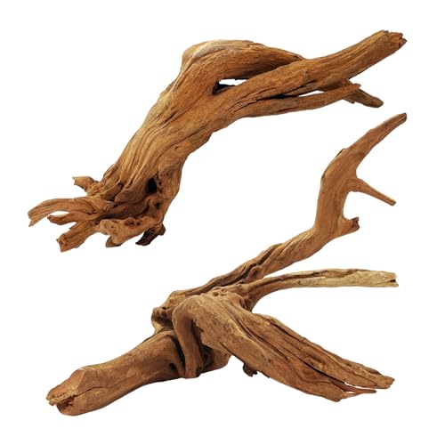 2 Pcs Natural Large Driftwood for Aquarium, Aquarium Driftwood Freshwater 12-16 Inch, Assorted Size Mopani Wood, Twisted Branches for Fishtank Accessories, Reptile Terrariums Decorations - color: 2 Pack Mopani Driftwood 12-16in