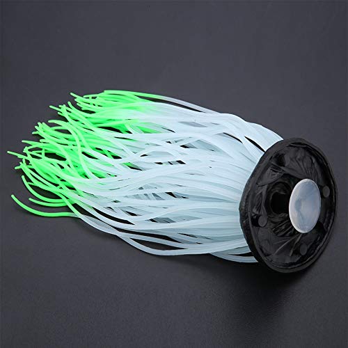 AYNEFY Simulation Artificial Silicone Sea Anemone Decor,Aquarium Luminous Coral Ornament Fluorescent Sea Anemone Decoration for Fish Aquarium Landscaping Decor - color: Green