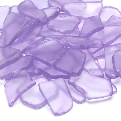 SUREAM Sea Glass Christmas Tree, Crushed Glass for Crafts, Seaglass Beads for Vase Decor Filler, Beach Wedding Decor, Aquarium Ornament（Purple） - color: Purpler