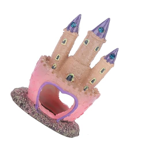 Resin Cartoon Castle Shape Ornaments Landscape Decoration for Aquarium Fish Reptiles Tank Made of Quality Resin Material Durable and Safe for Fish Tank Aquarium Reptile Box