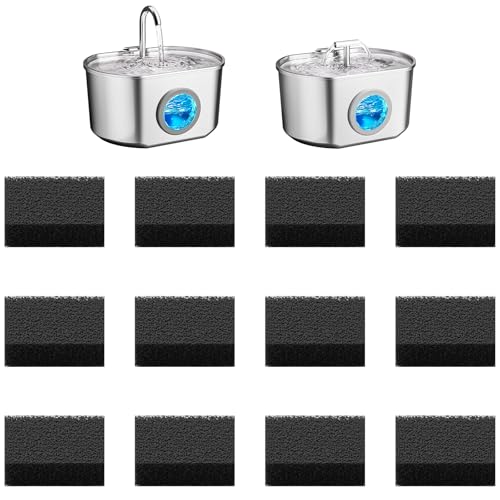 Neareal Official Cat Fountain Replacement Pre-Filter Sponges for 74oz/2.2L Stainless Steel Pet Water Fountain (12 Pack)