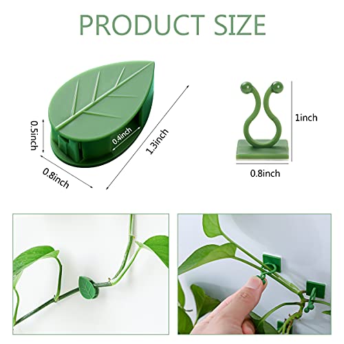 LUCKJUJU 100 Pcs Plant Climbing Wall Fixture Clips Self-Adhesive Hook Vines Traction Clips Invisible Holder Garden Green Leaf Simulation Self-Adhesive Hook Wire Fixing Supporting - color: 50Pcs+50Pcs