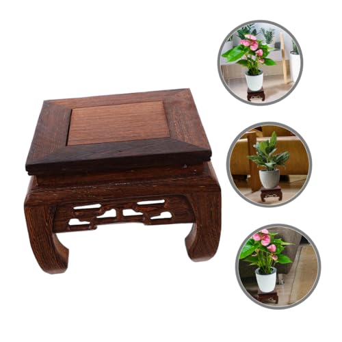 Zerodeko Square Wooden Pedestal Stand Sturdy Vase Base for Indoor Plants Fish Tanks and Decorative Displays Multipurpose Showcase Holder Smooth Finish and Detailed Carvings