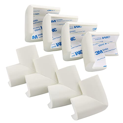 8 Pack Soft Corner Protector Baby Proofing Edge and Corner Guards, Safety Pre-Taped Rubber Foam,Child Safety Furniture Bumper, Corner Protectors for furniturey, Soft Sponge Table Corners, White - color: 8 Beige Sponge Corners