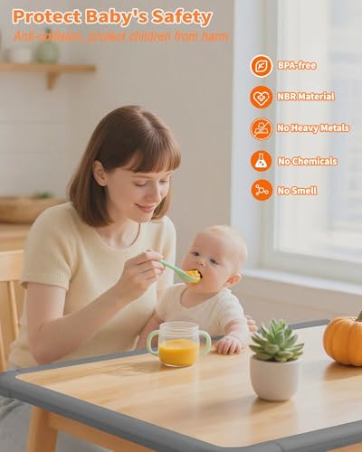Edge Corner Protector Baby Proofing, 6.56FT 0.6'' Thicken L-Shape Furniture Fireplace Safety Bumper Guard with 6 Corners, Pre-Taped, Soft NBR Rubber Foam, Table Edge Protector for Baby (Grey) - color: Gray, size: 0.6''Th (6.56ft)