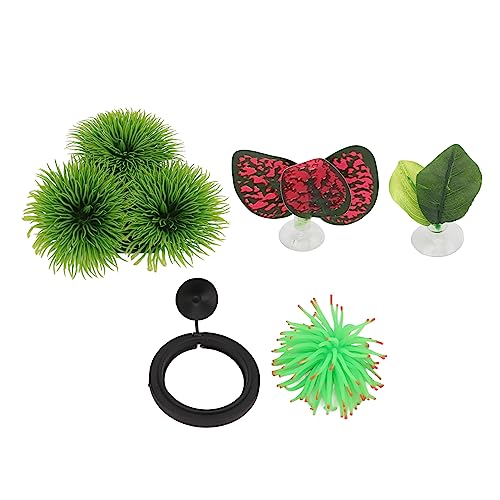 Betta Leaf Pad Set, Betta Resting Bed Kit with Suction Cup, Simulating Leaf Hammock for Aquarium, Includes Green and Feeding Ring for Shrimp Goldfish Guppy Molly