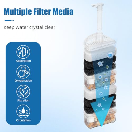 AQUANEAT Sponge Filter, Aquarium Air Driven Corner Filter Sponge for Fry Shrimp Nano Fish Tank - size: Large