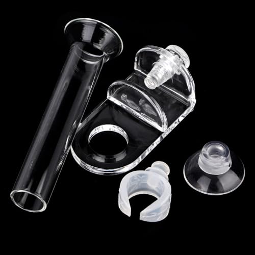 Aquarium Feeding Tube 88mm with Fixing Bracket Leak-Proof Design with Suction Cup Clamps Glass Fish Feeder for Aquariums