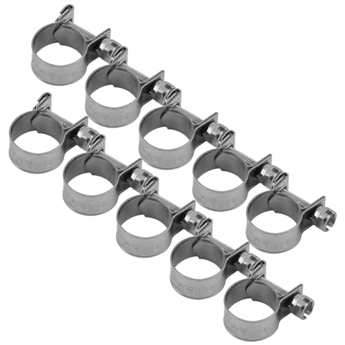10pcs Stainless Steel Hose Clamps – Adjustable 6-20mm Fuel Line Pipe Clips for Air, Water, Silicone & Fuel Hoses (13-15Mm) - size: 13-15Mm