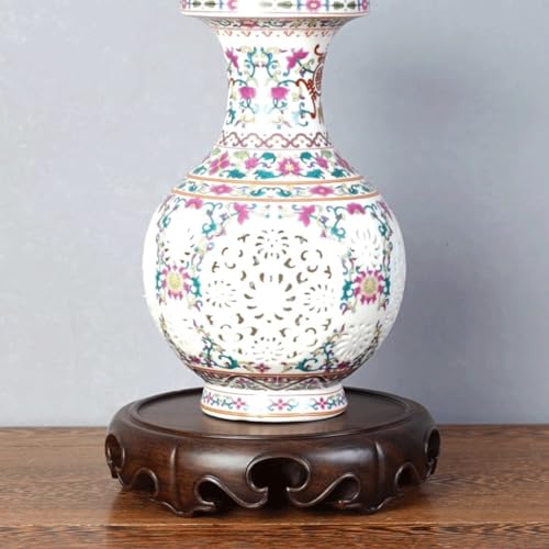 Bonsai Pedestal Solid Wood Round Solid Base Vase Fish Tank Crafts Buddha Statue Ceramic Incense Burner Solid Wood Bottom Pad Vase Pedestal Display Stands