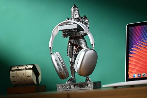 King's Guard Headphone Stand Watch Display Stand Jewelry Bracelet Necklace Holder Trays Towers Warrior Knight Mobile Phone Stand for Office & Home 12.20 Inch (Silver) - color: Silver