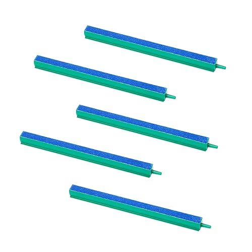 10 Inch Aquarium Air Stones Bar - Air Stone Kit with 5 Pcs Square Oxygen Diffuser Long Bubble Release Mineral Airstones for Fish Tank Pumps DWC Bucket Reservoir Pond