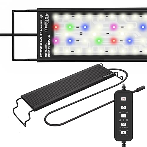 24/7 Mode LED Aquarium Light for 18-24 Inch Plant & Fish Tank, IP68 Full Spectrum Light, Sunrise-Daylight-Moonlight, White Red Green Blue Pink LEDs with Extendable Brackets for Freshwater - size: For 18-24 inch Tank