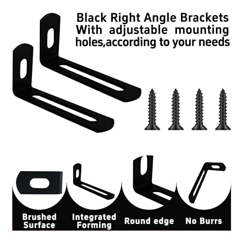 20Pcs 2"x1"x0.5"Adjustable Right Angle Brackets, Slotted L Bracket Metal 90 Degree Corner Fastener L-Shape Corner Brace Support Black Shelf Bracket - size: 2"x1", style: BLACK/20PCS