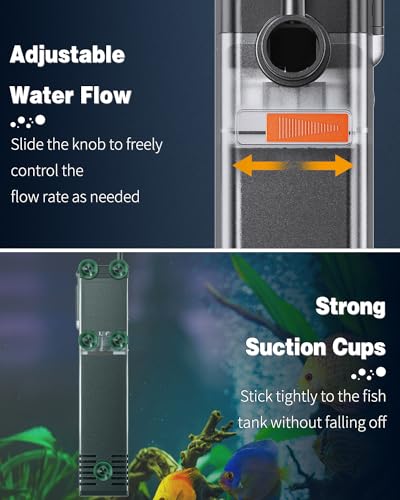 Pawfly Internal Aquarium Filter with 160 GPH Water Pump Quiet Submersible Bio Sponge Foam Filter for 30 to 60 Gallon Fish Tanks Multifunctional Filter for Filtration Circulation and Oxygenation - size: 30-60 Gal
