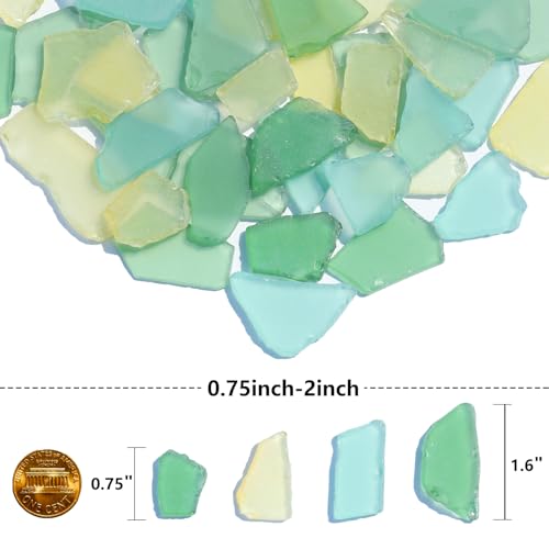 QYGL Sea Glass for Crafts - 14oz Frosted Seaglass Pieces - Vase Filler and Aquarium Ornament, DIY Craft Supplies for Art, Beach Weddings, and Home Decor (Green, Yellow, Blue) - color: Green, Yellow, Blue
