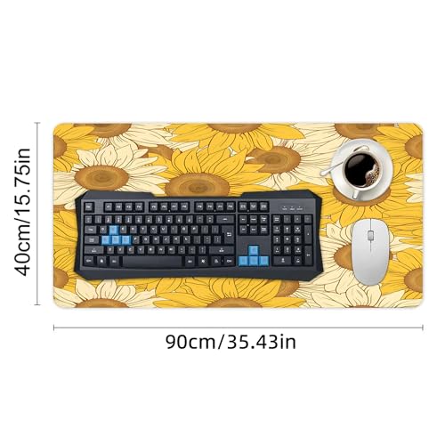 XXL Gaming Mouse Pad Sunflower Vintage Flower XXL Gaming Mouse Pad Large Desk Mat Protector for Desktop, Anti-Slip Rubber Extended Computer Keyboard Mat Writing Pad, 15.7 * 35.4 in,B-1479 - color: B-1479, size: 15.7*35.4 In