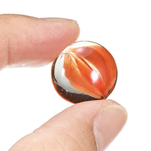 MECCANIXITY Decorative Flat Glass Marbles 17-19mm Rock Vase Filler Beads Pebbles Petal Orange for Fish Tank Table Scatter Decor, 100 Pcs - color: Orange