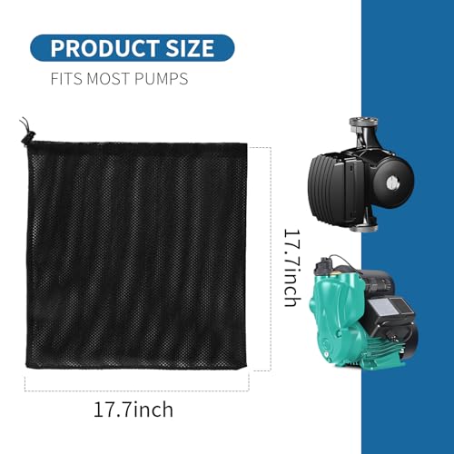 2Pack Pump Barrier Bag 17.7"x 17.7" Black Media Bag with Drawstring for Most Pumps Pond Pump，Nylon Material Fabric Mesh Bag for Outdoor Water Ponds Biological Filters (17.7"x 17.7") - size: 17.7"x 17.7"