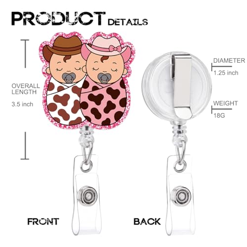 Cute Labor and Delivery Badge Reel, OBGYN Pediatric Nurse Badge Holder Retractable Cowboy Baby ID Clip for RN Hospital Nurse Nursing Medical Assistant Worker - color: Cowboy Baby
